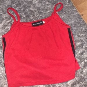 Red cropped tank top